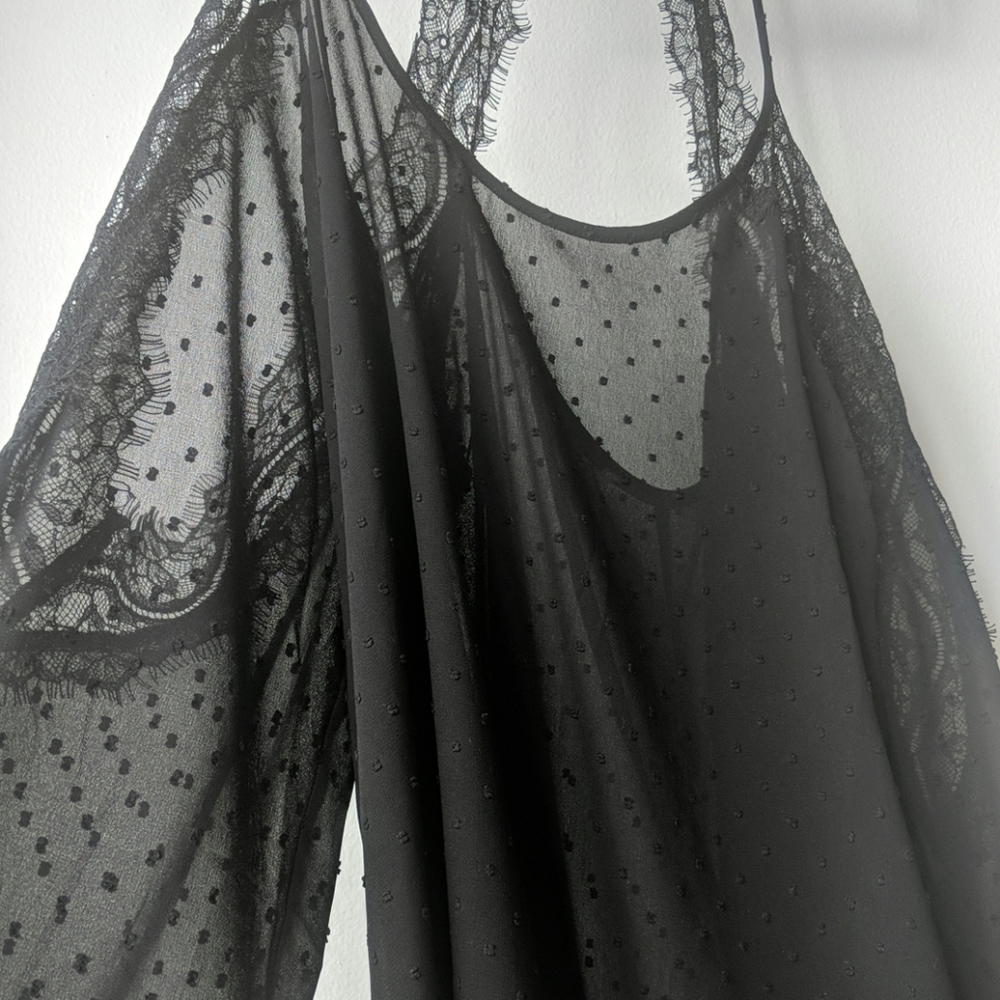 Sheer Black Flowy Shirt